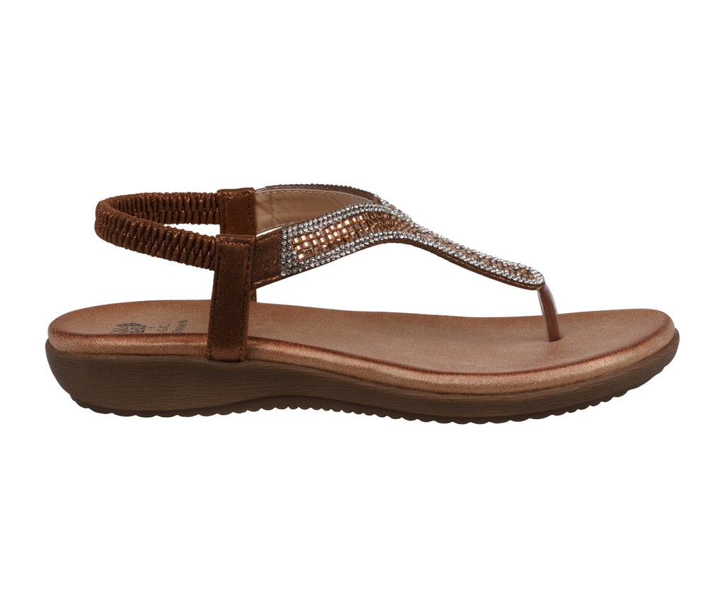 Sandales plates Lori Bronze ornées pour femme