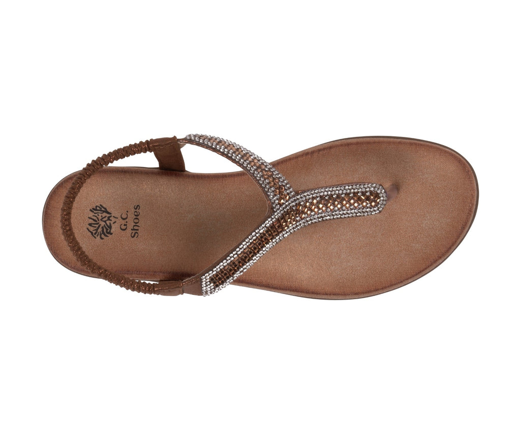 Sandales plates Lori Bronze ornées pour femme