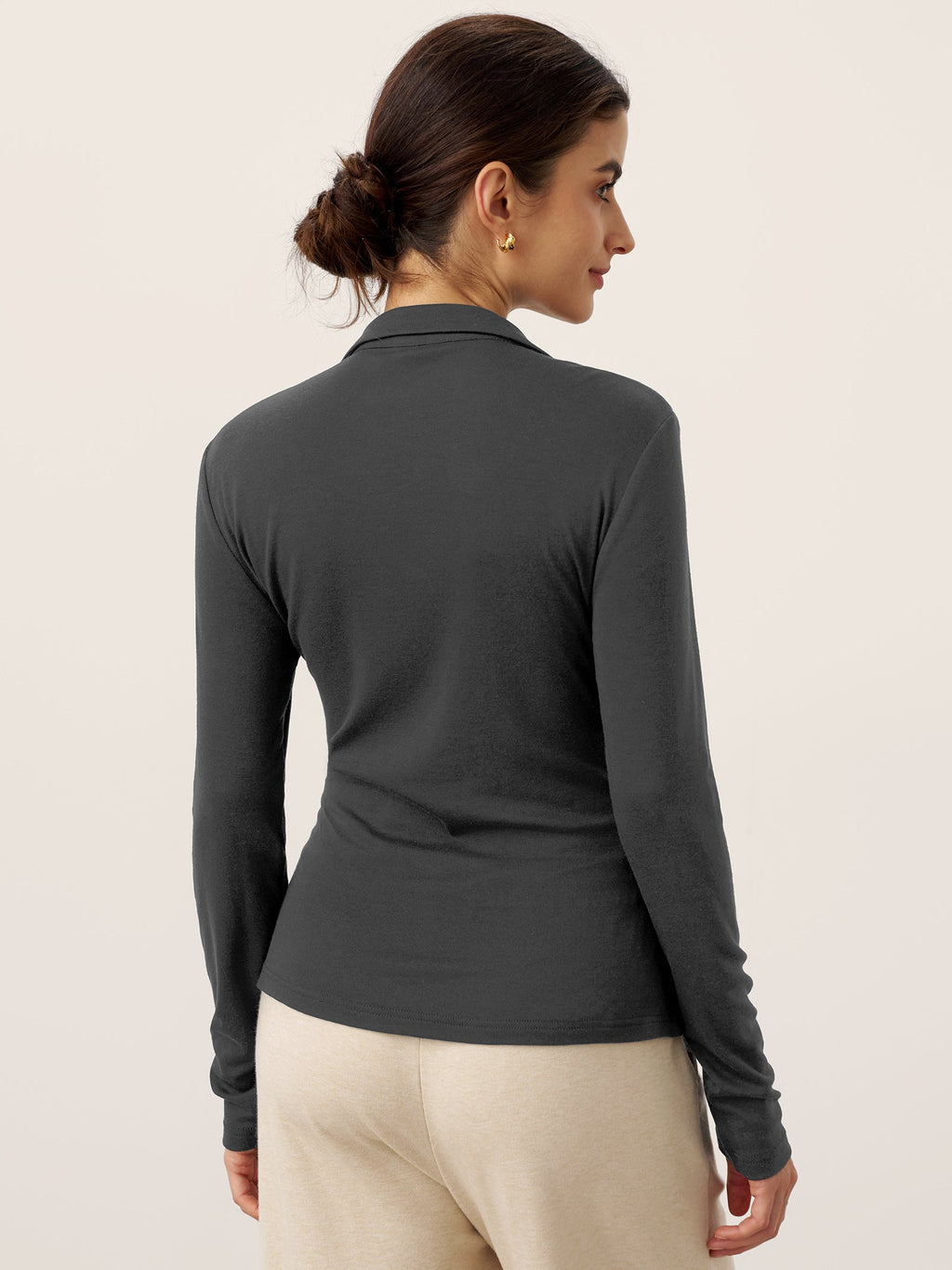Top en laine asymétrique froncé sur le côté BRIONY
