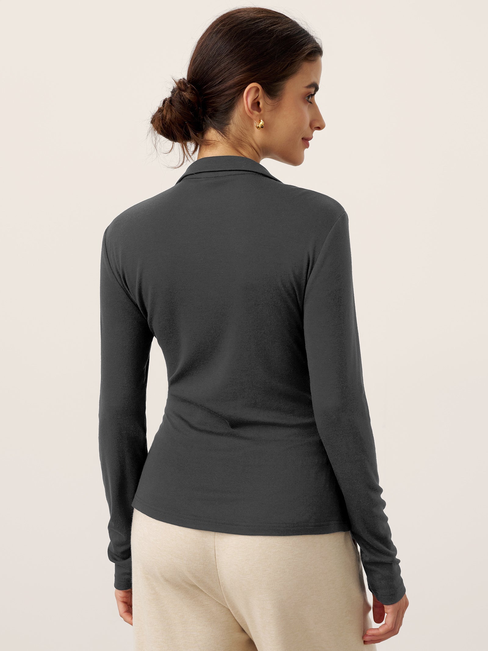 Top en laine asymétrique froncé sur le côté BRIONY