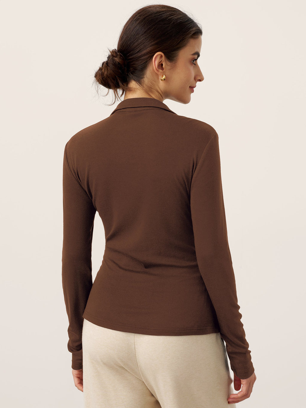 Top en laine asymétrique froncé sur le côté BRIONY
