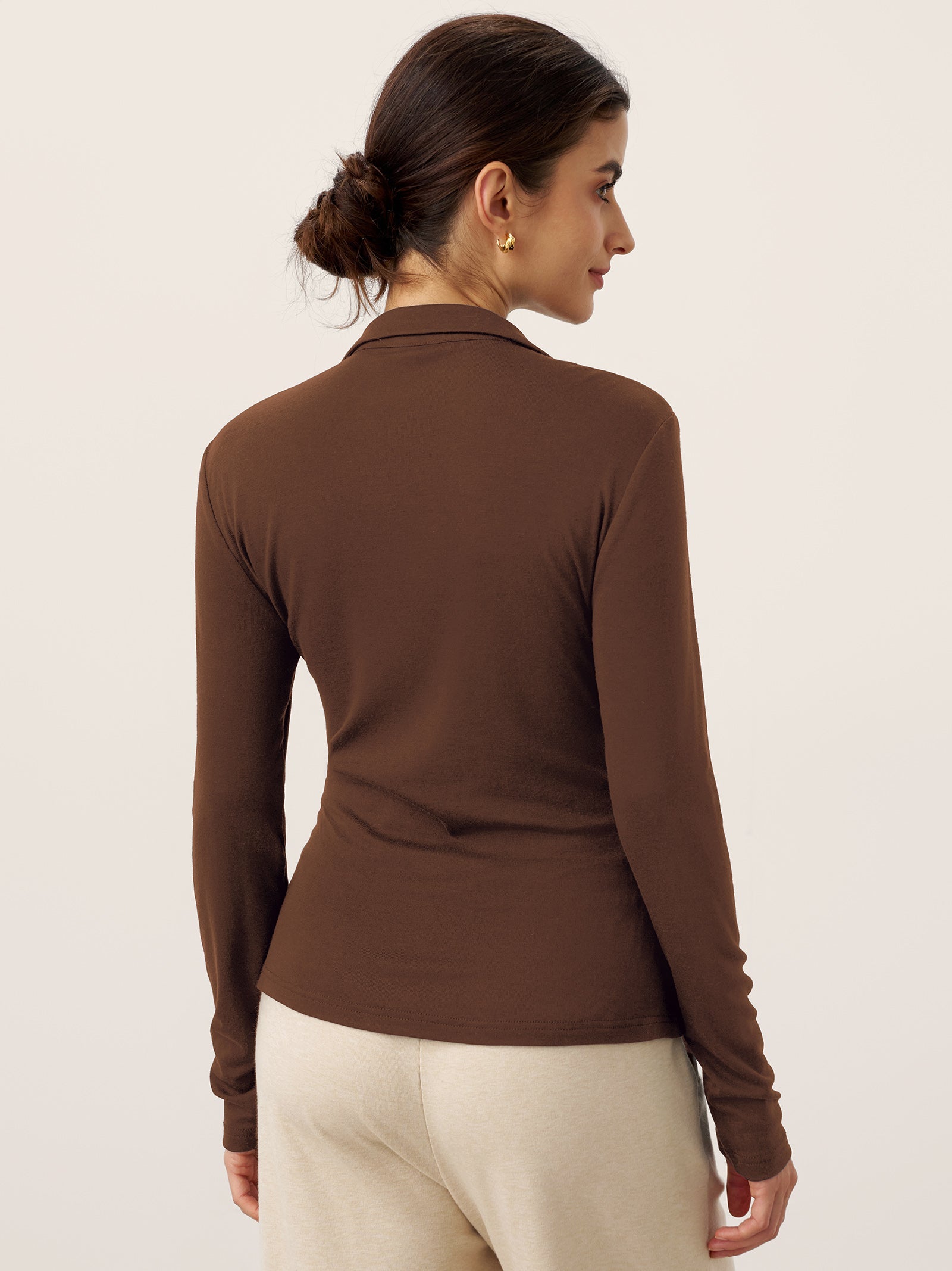 Top en laine asymétrique froncé sur le côté BRIONY