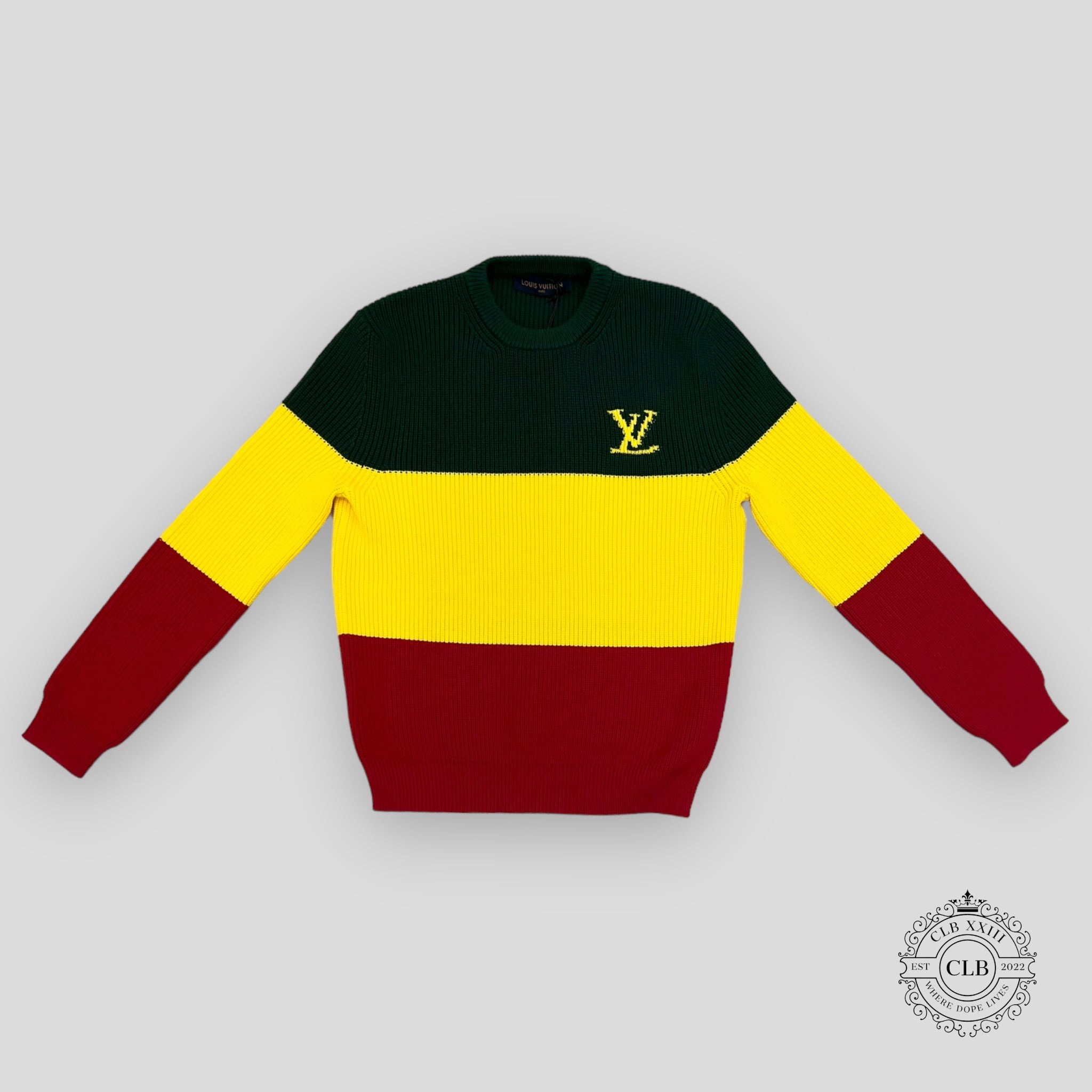 PULL EN MAILLE RAYÉ JAMAÏCAIN LOUIS VUITTON