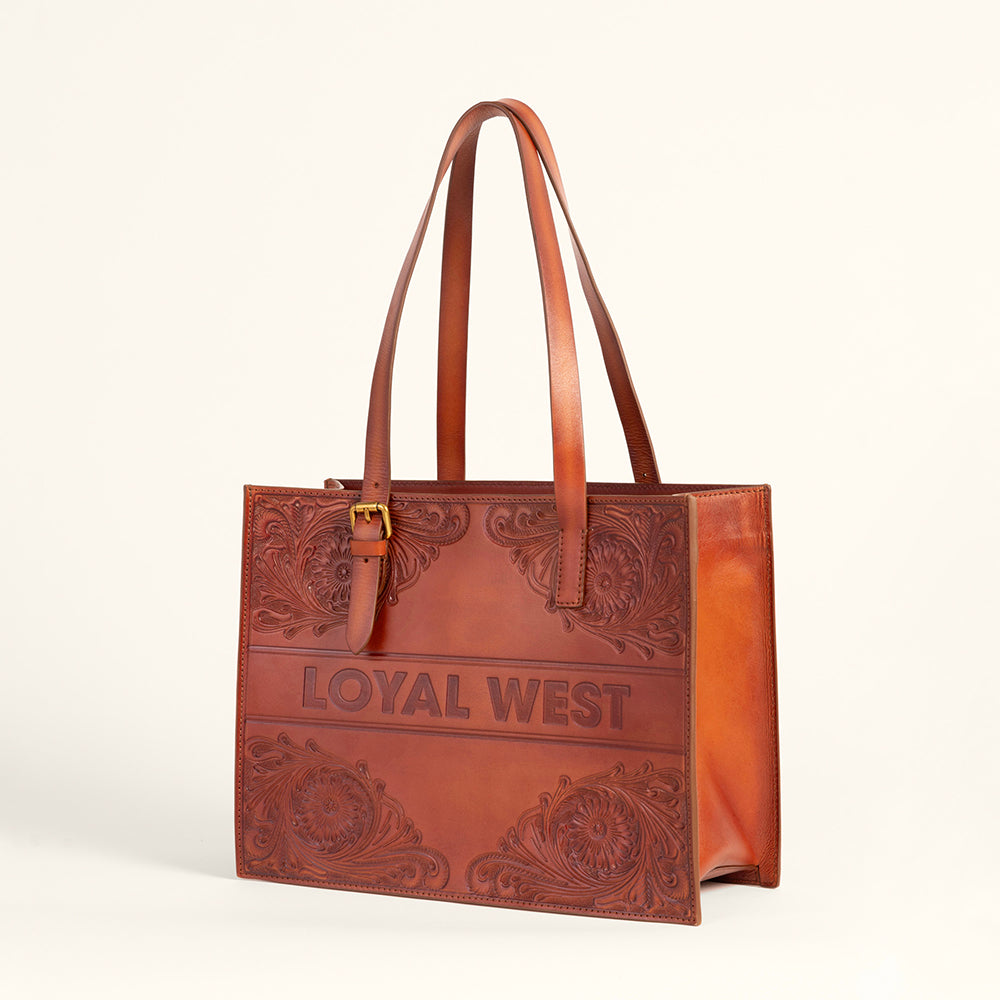 Sac bandoulière Loyal West Mivva en cuir doux de couleur noyer, confectionné à la main