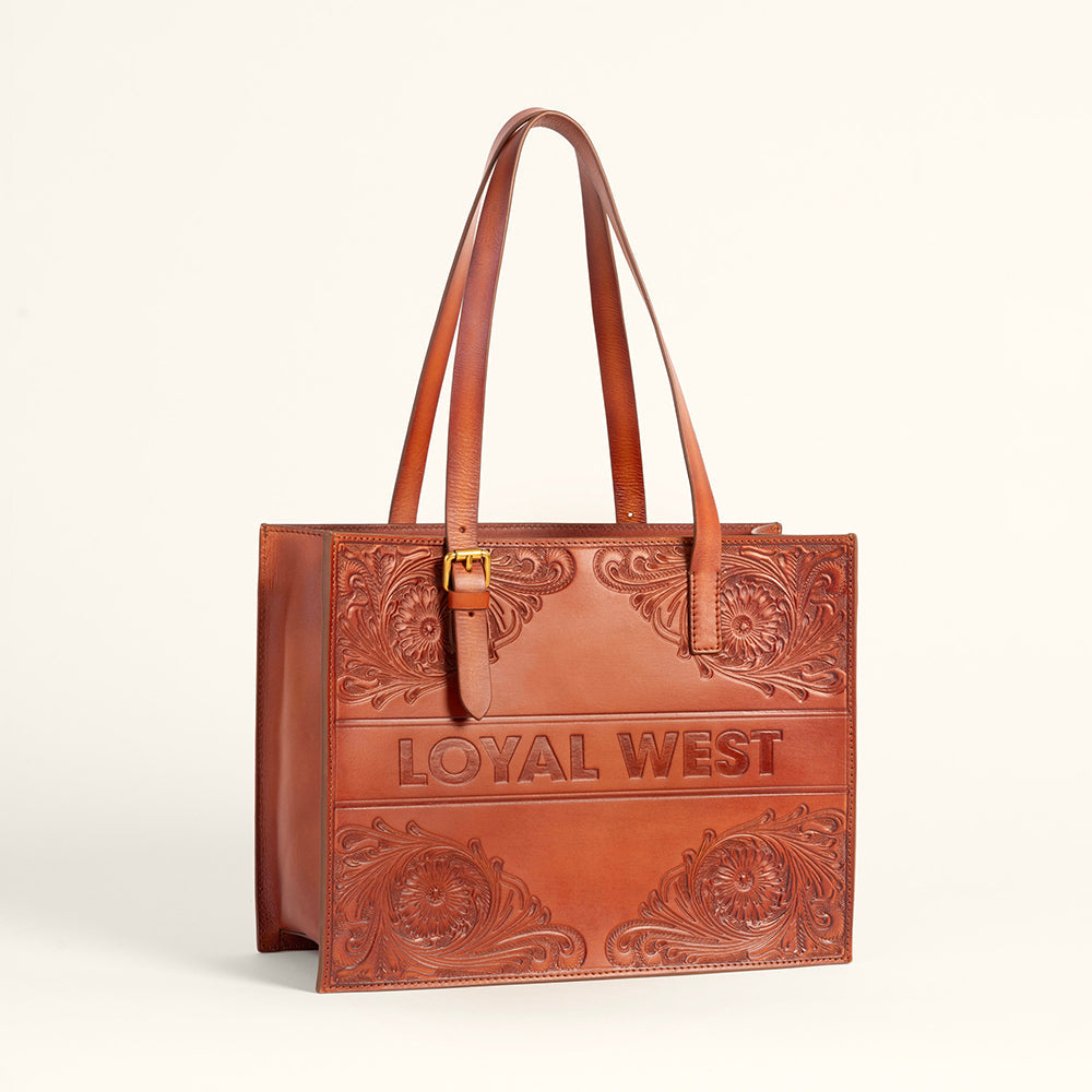 Sac bandoulière Loyal West Mivva en cuir doux de couleur noyer, confectionné à la main