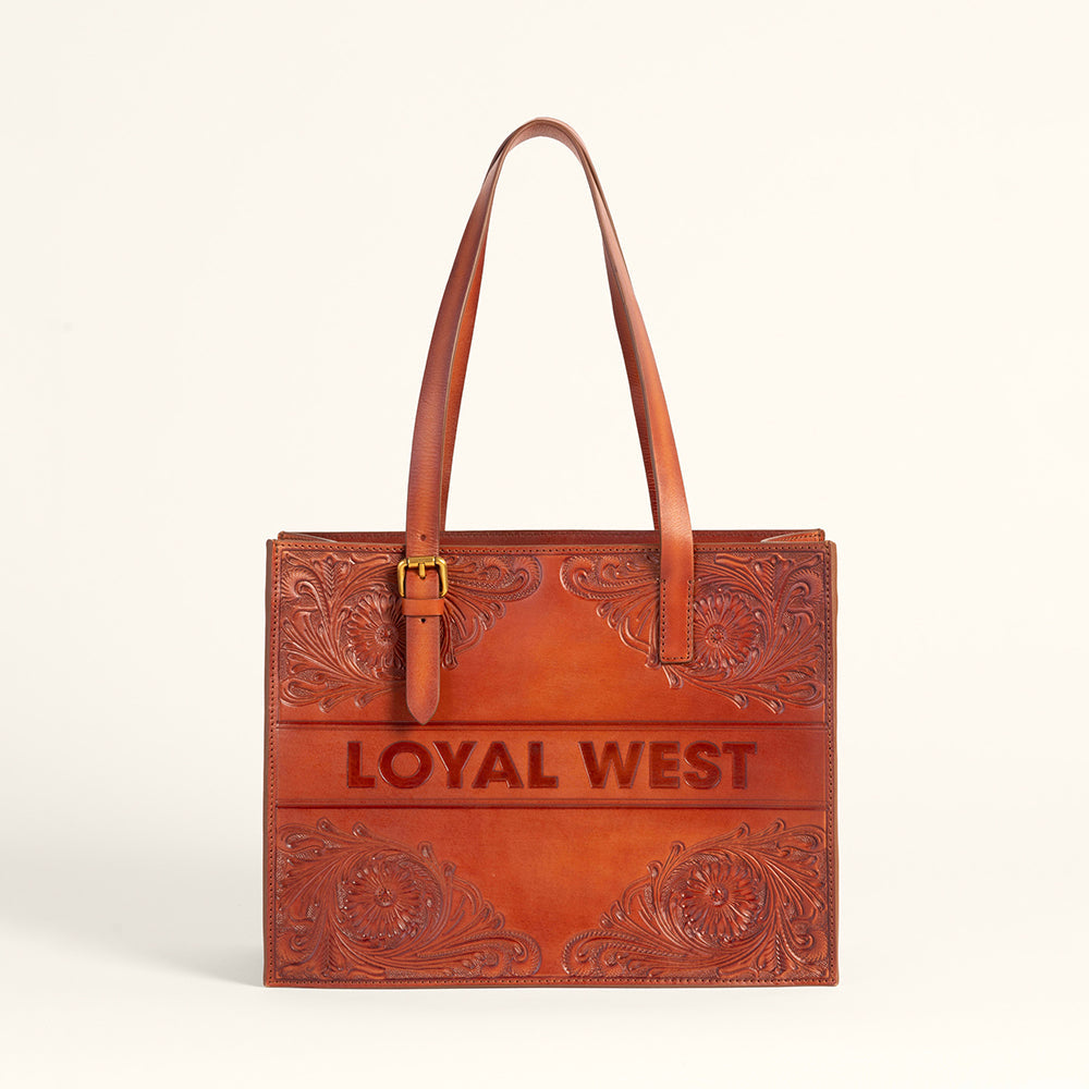 Sac bandoulière Loyal West Mivva en cuir doux de couleur noyer, confectionné à la main