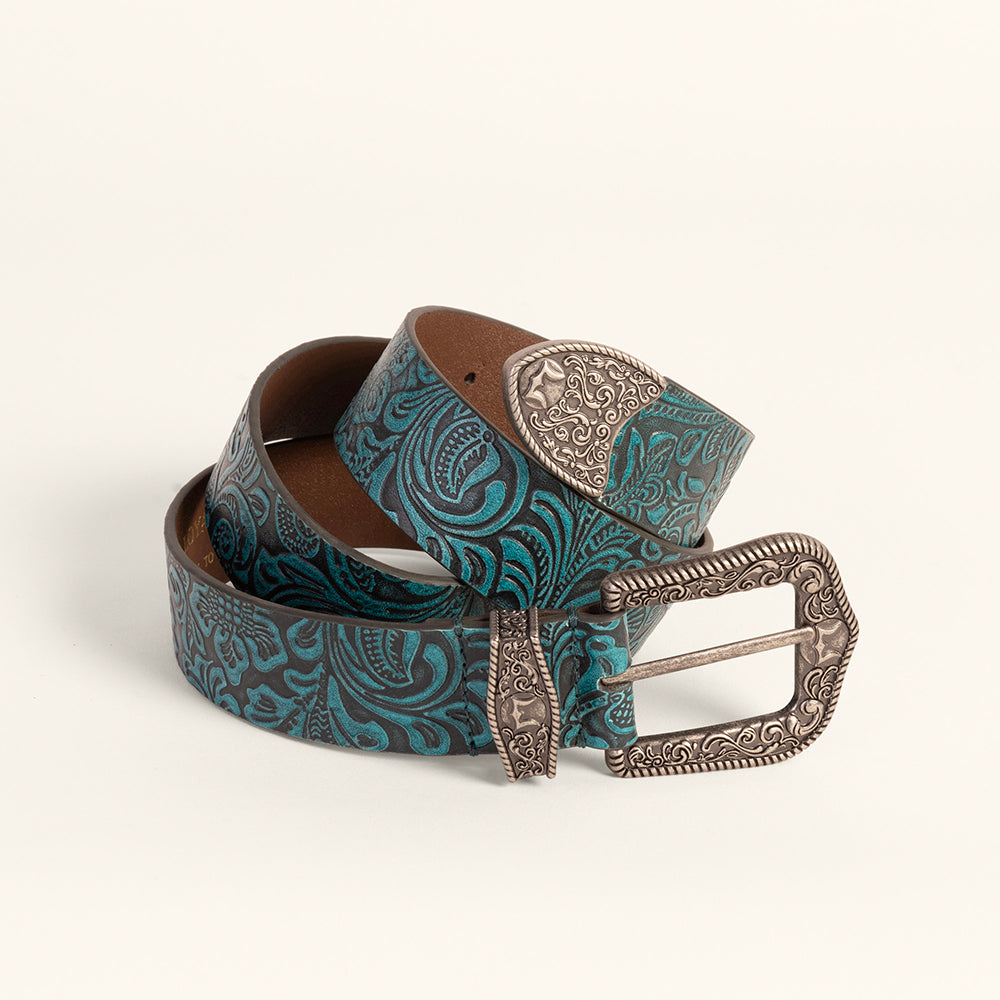 Ceinture Loyal West Sophia - Cuir floral turquoise