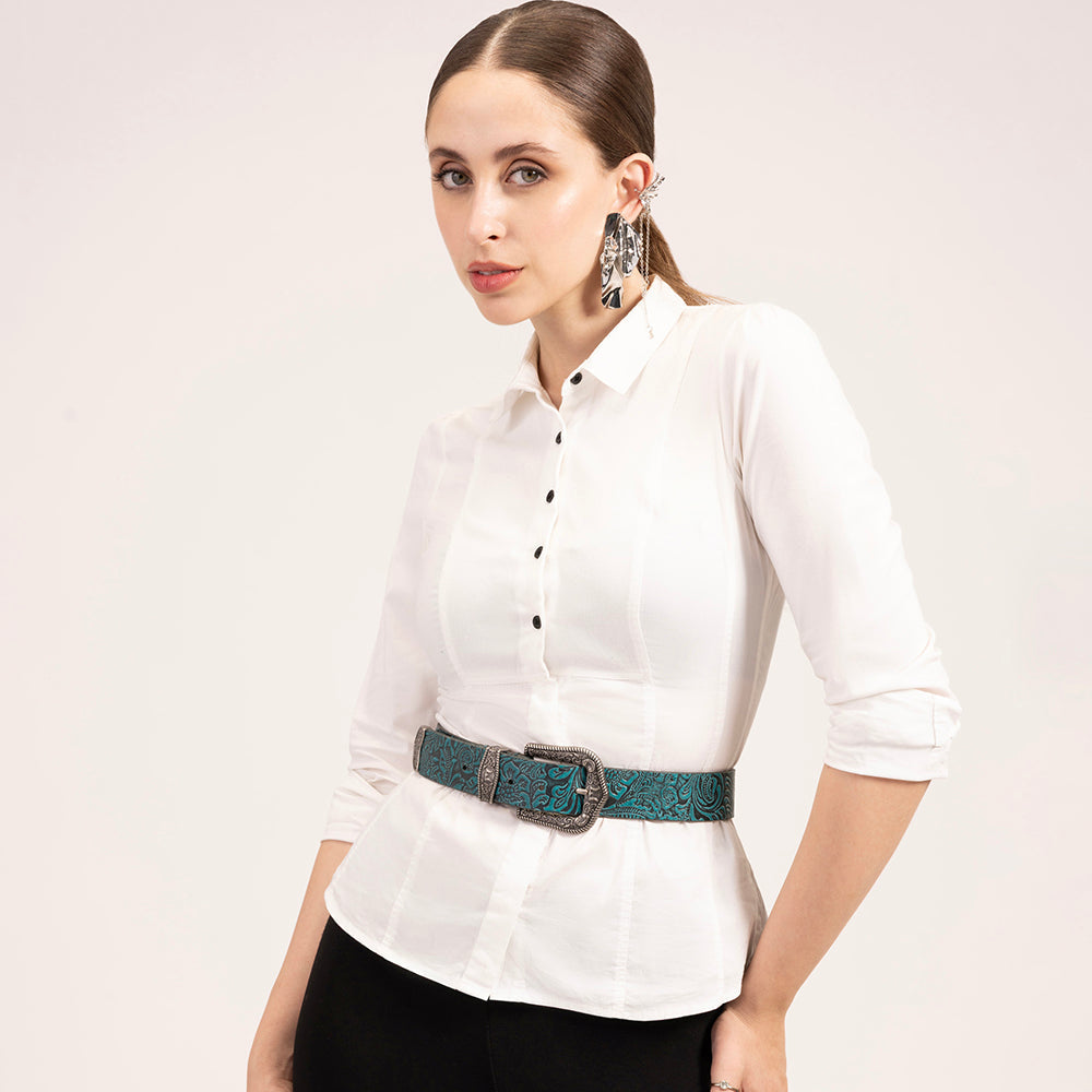 Ceinture Loyal West Sophia - Cuir floral turquoise