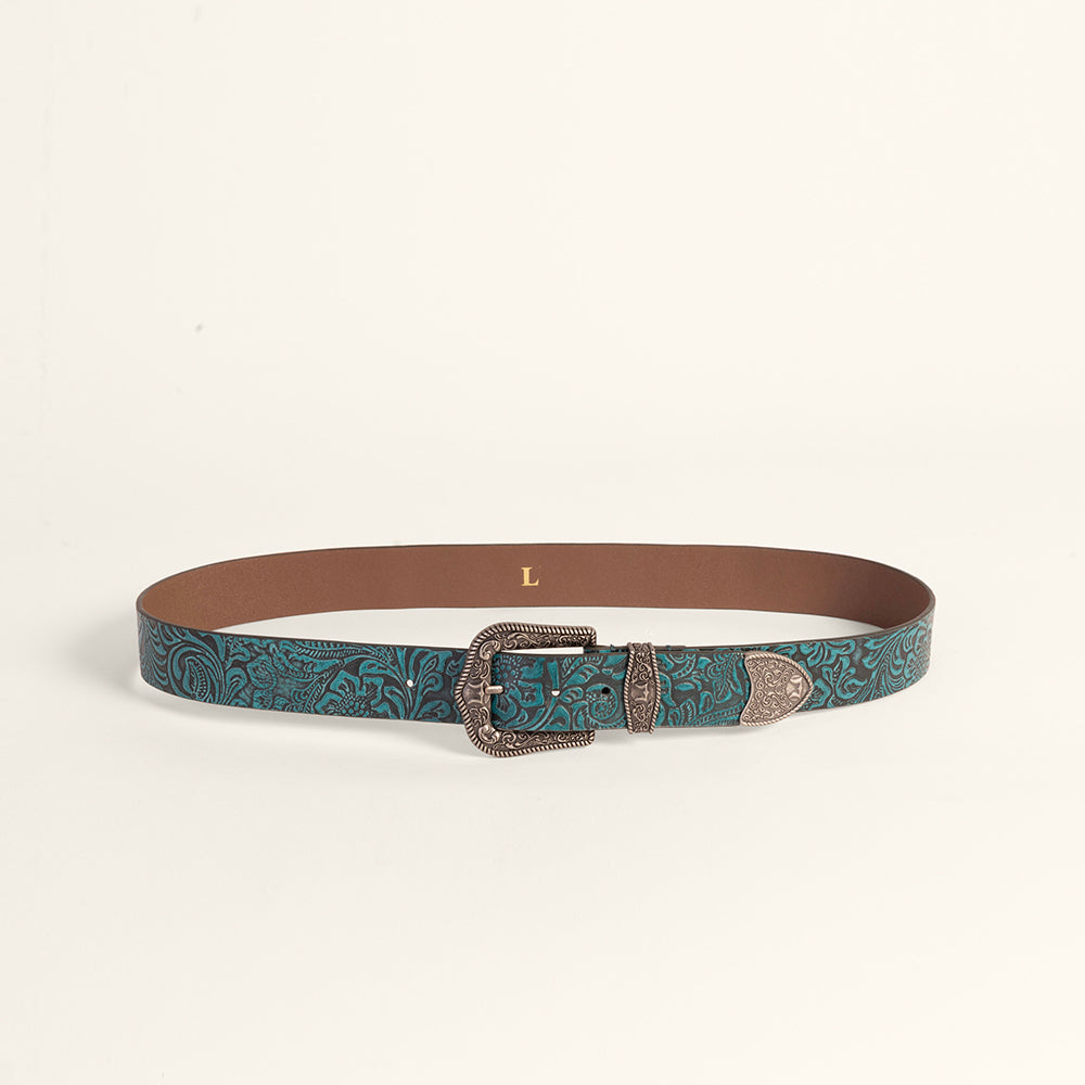 Ceinture Loyal West Sophia - Cuir floral turquoise