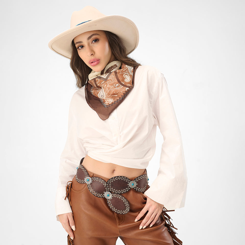 Ceinture en cuir Loyal West Alta Buena en cuir de veau – MARRON FONCÉ