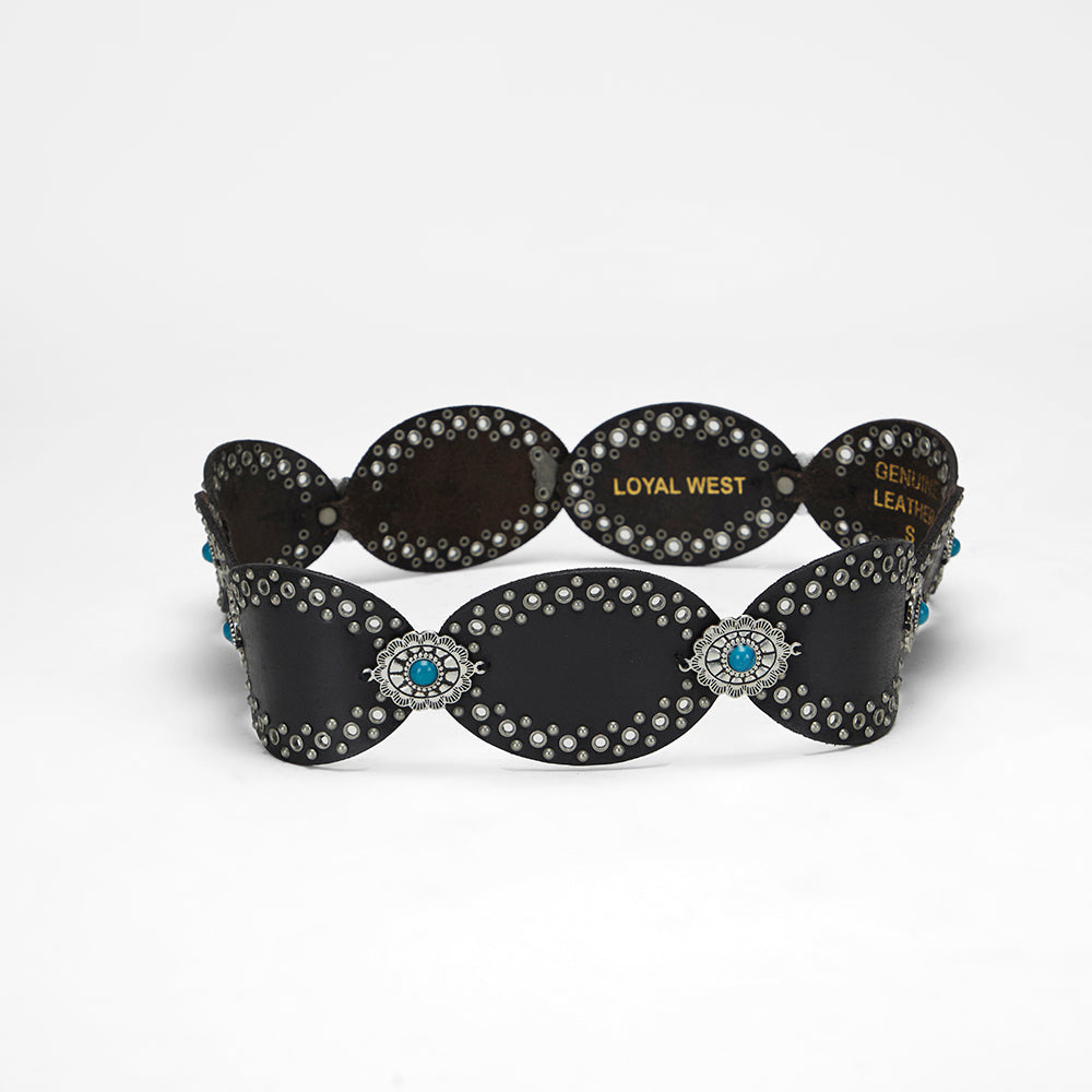 Ceinture en cuir Loyal West Alta Buena en veau - Noir