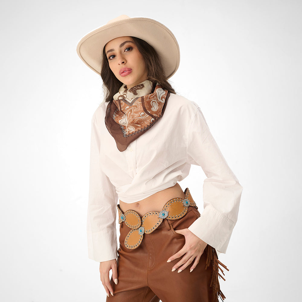 Ceinture Loyal West Alta Buena en cuir de veau-MARRON