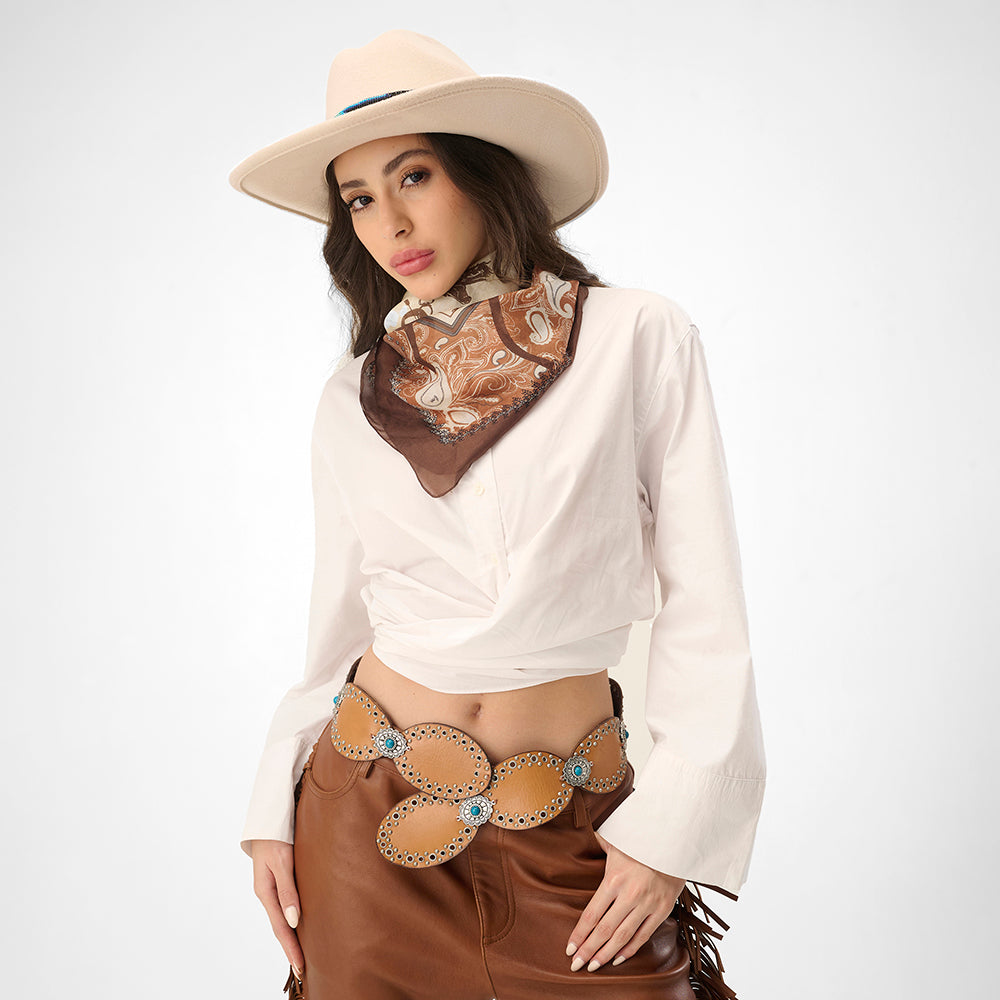 Ceinture Loyal West Alta Buena en cuir de veau-MARRON