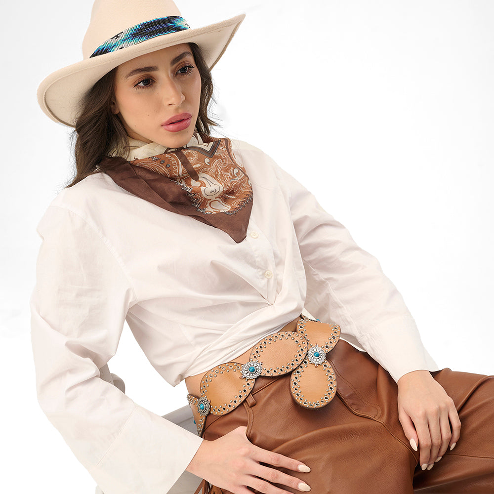 Ceinture Loyal West Alta Buena en cuir de veau-MARRON