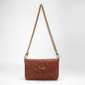 Loyal West LW SAC CHAÎNE MINI À EMPORTER EN CUIR GAUFRÉ FAIT MAIN - MARRON