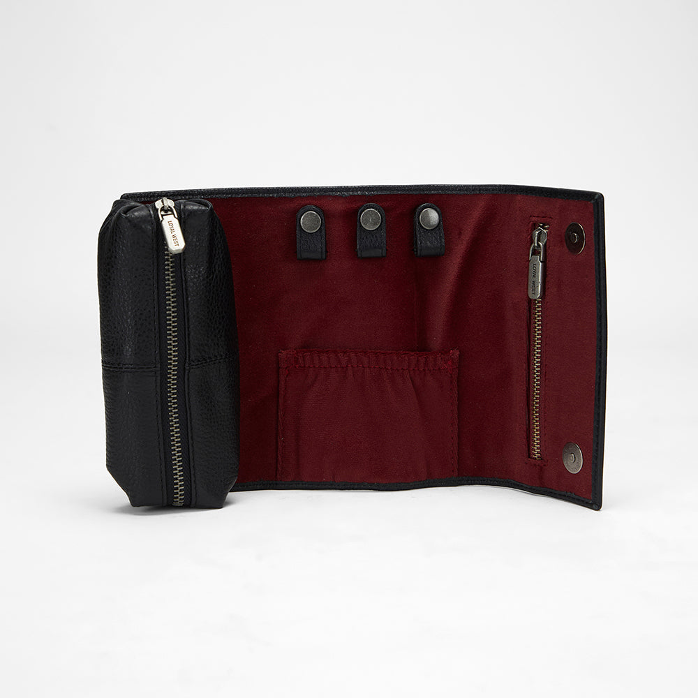 LOYAL WEST COFFRET À BIJOUX CANYON EN CUIR DE VEAU - NOIR