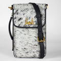Sac pour téléphone Loyal West en cuir de vachette noir et blanc