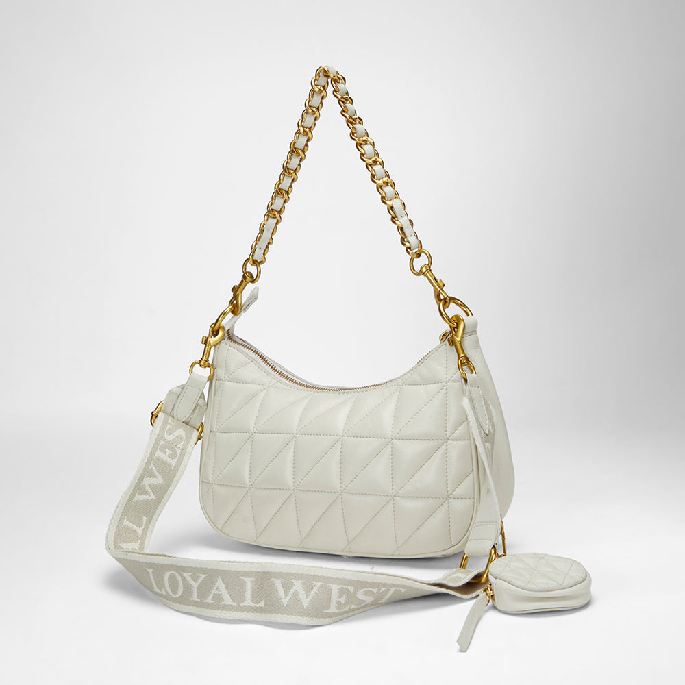 Loyal West SAC JOE EN CUIR NAPPA MATELASSÉ-BLANC