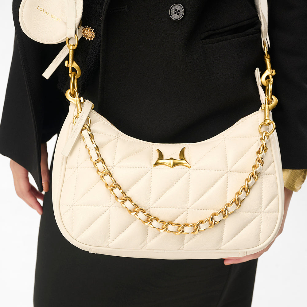 Loyal West SAC JOE EN CUIR NAPPA MATELASSÉ-BLANC