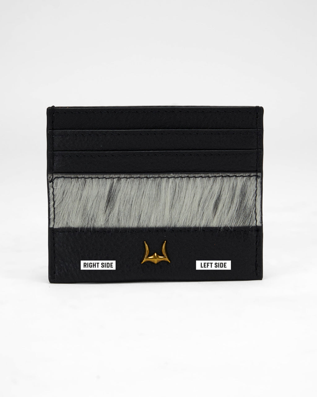 Loyal West PORTE-CARTES SHELL EN PEAU DE VACHE NOIRE ET BLANCHE