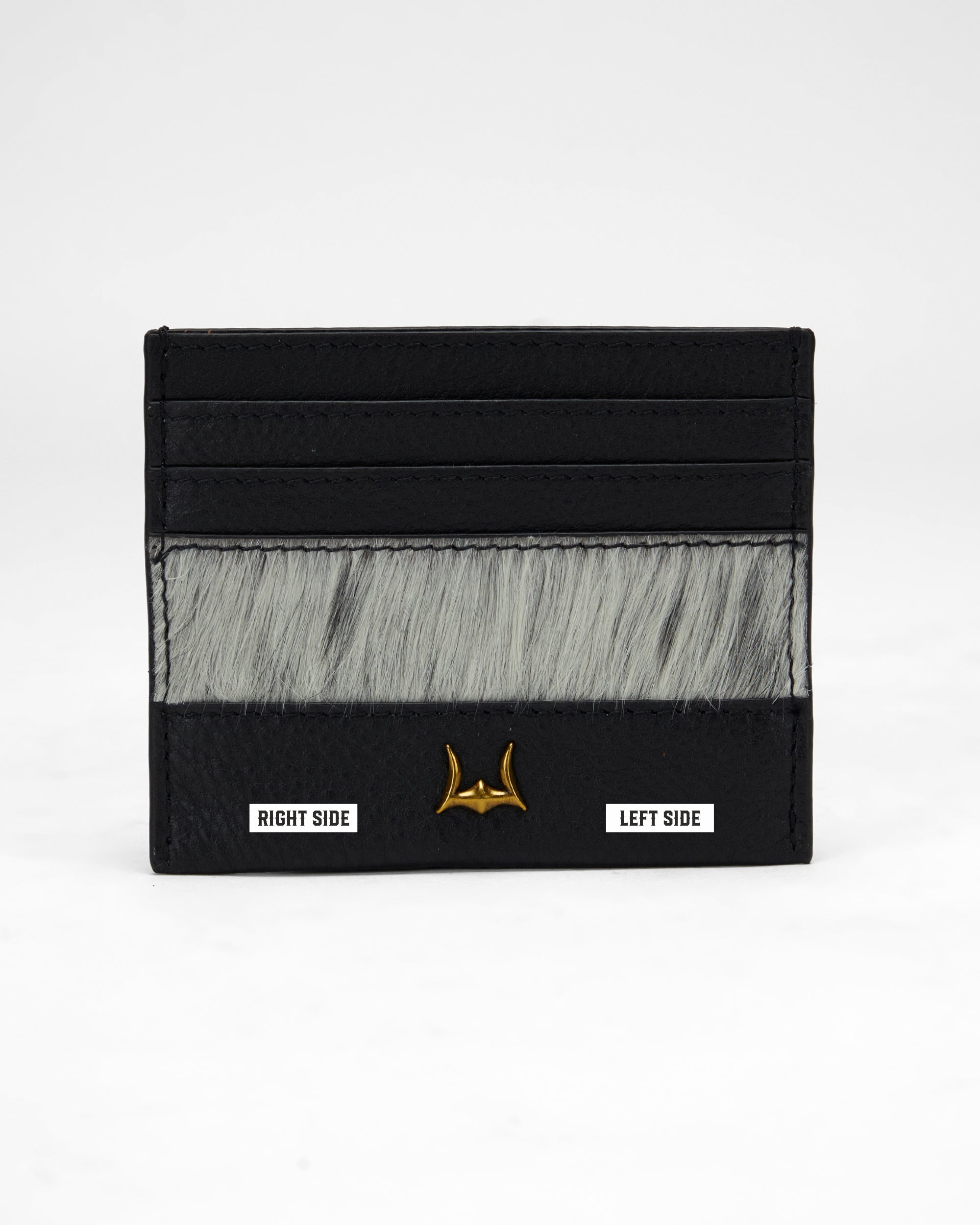Loyal West PORTE-CARTES SHELL EN PEAU DE VACHE NOIRE ET BLANCHE