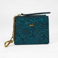 Loyal West SOPHIA PORTE-CARTES EN CUIR GAUFRÉ FAIT À LA MAIN - TURQUOISE