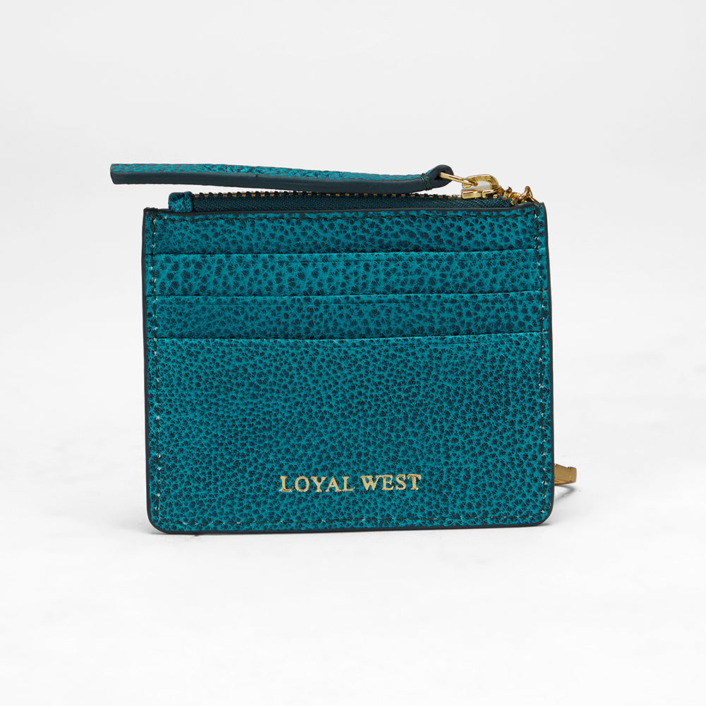Loyal West SOPHIA PORTE-CARTES EN CUIR GAUFRÉ FAIT À LA MAIN - TURQUOISE