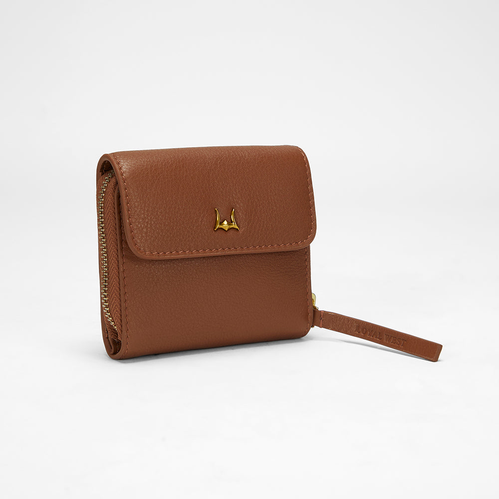 Loyal West PORTE-CARTES SOPHIA EN CUIR DE VEAU MARRON
