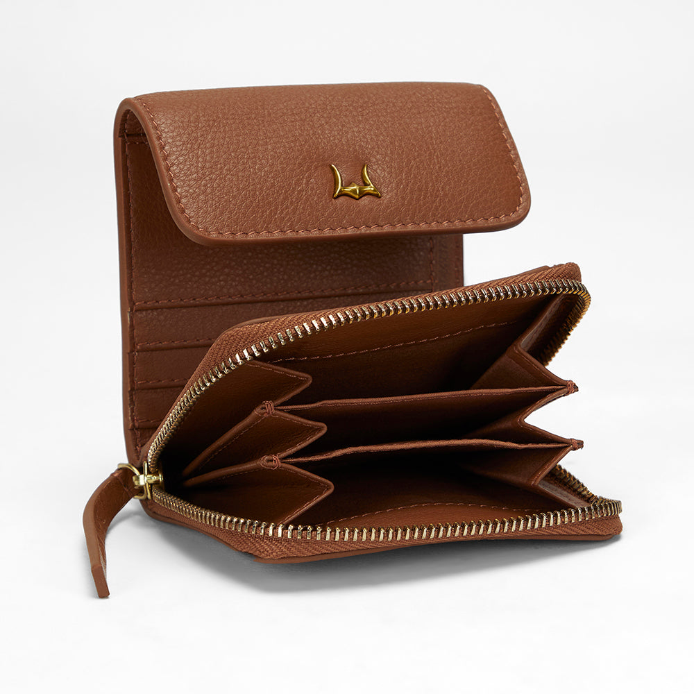 Loyal West PORTE-CARTES SOPHIA EN CUIR DE VEAU MARRON