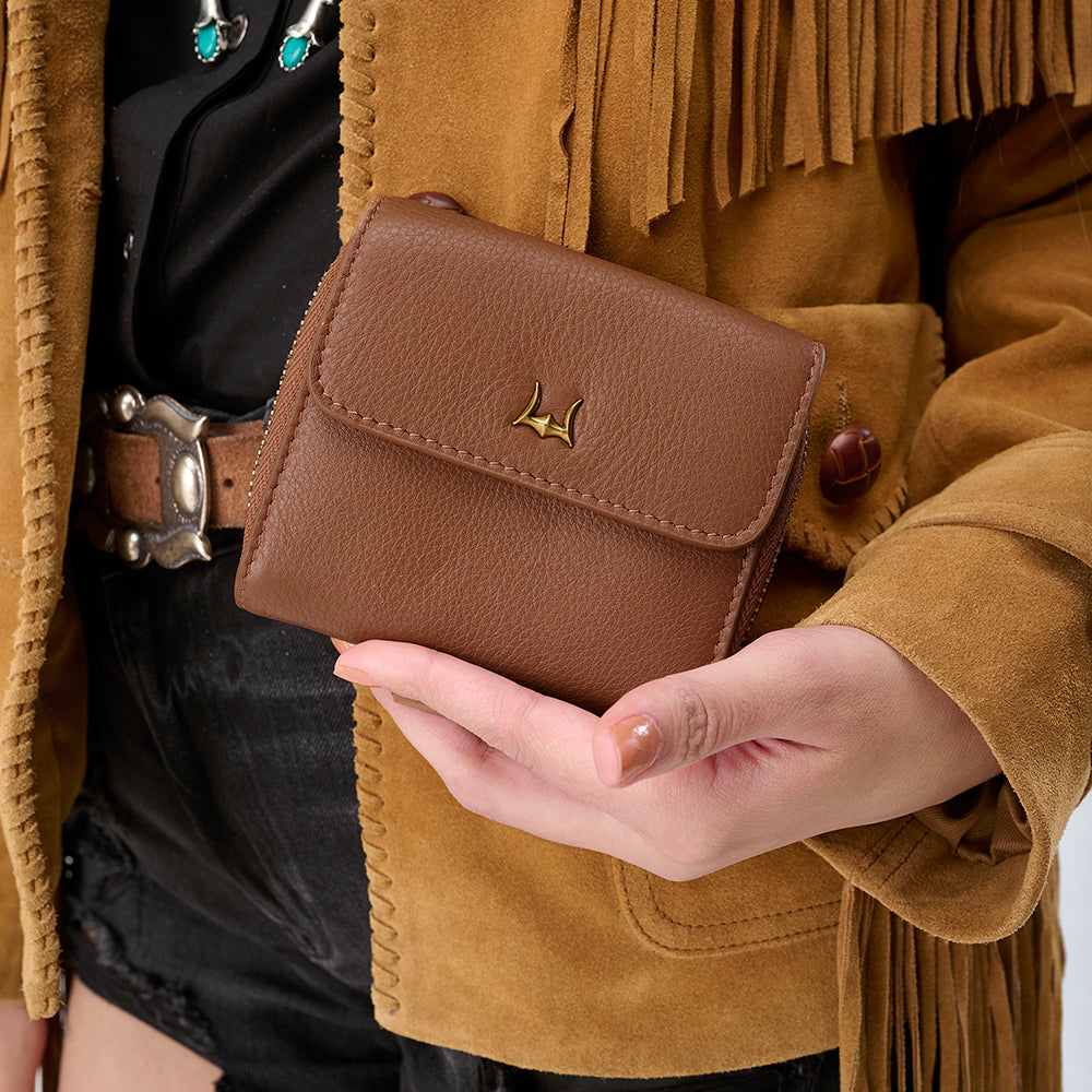 Loyal West PORTE-CARTES SOPHIA EN CUIR DE VEAU MARRON