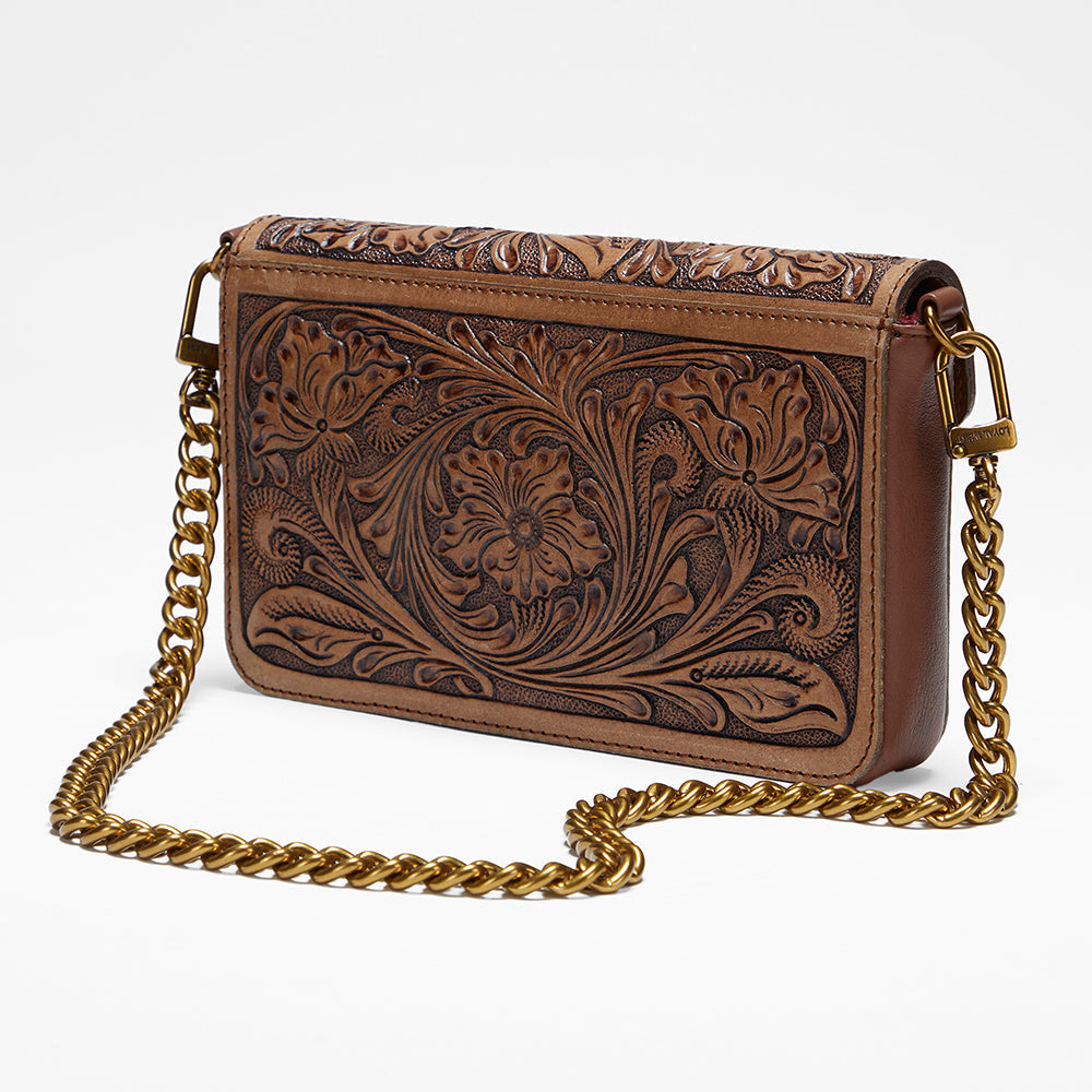 Loyal West Le mini sac chaîne LW On The Go - En cuir repoussé à la main