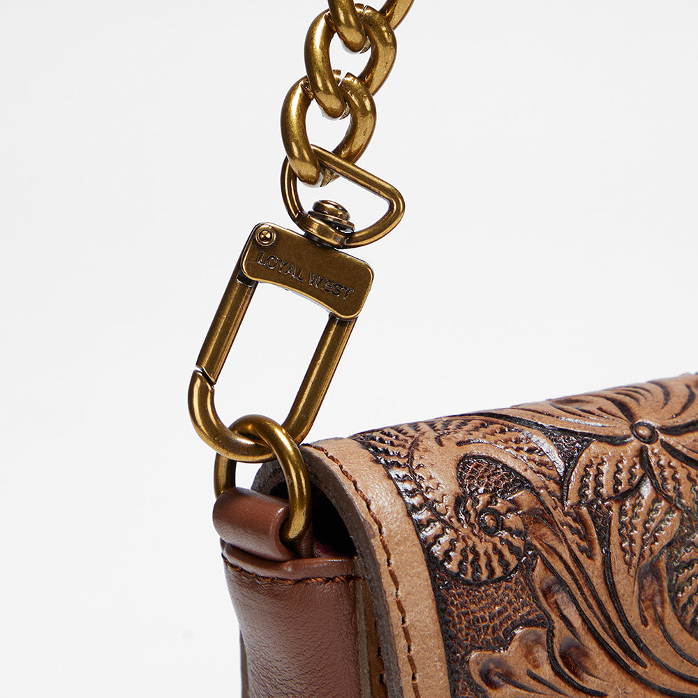 Loyal West Le mini sac chaîne LW On The Go - En cuir repoussé à la main