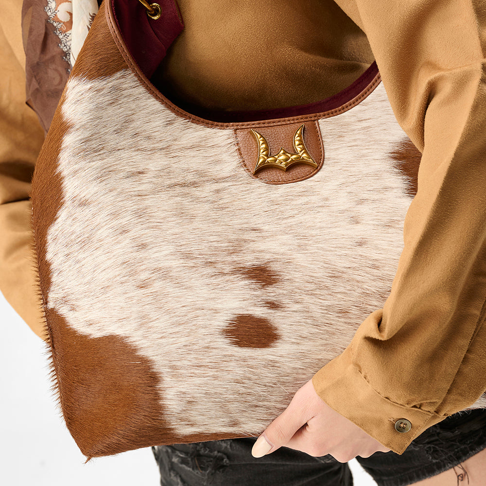 Loyal West LW GRAND PORTE-MONNAIE – EN CUIR VACHETTE ET VEAU BRUN ET BLANC