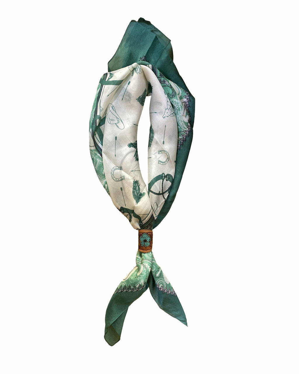 Foulards en soie Loyal West Daylight's Ballet avec attache coulissante en cuir ciselé - Western Sky
