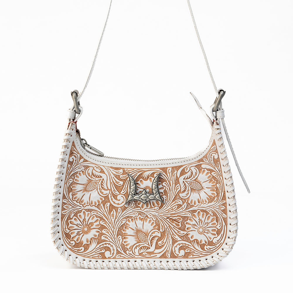 Loyal West DANNIA PORTE-MONNAIE MOYEN - IVORY DUST CUIR REPOUSSÉ ET PEAU DE VEAU