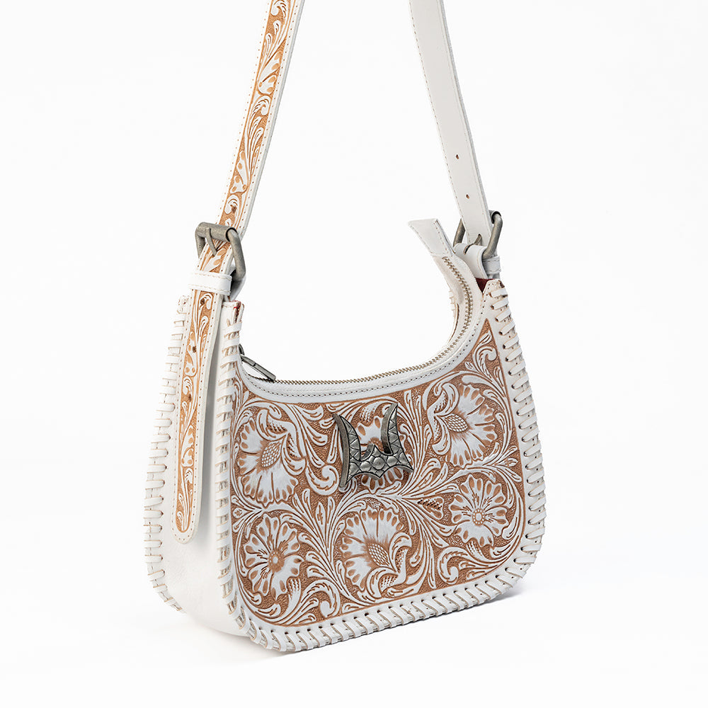 Loyal West DANNIA PORTE-MONNAIE MOYEN - IVORY DUST CUIR REPOUSSÉ ET PEAU DE VEAU