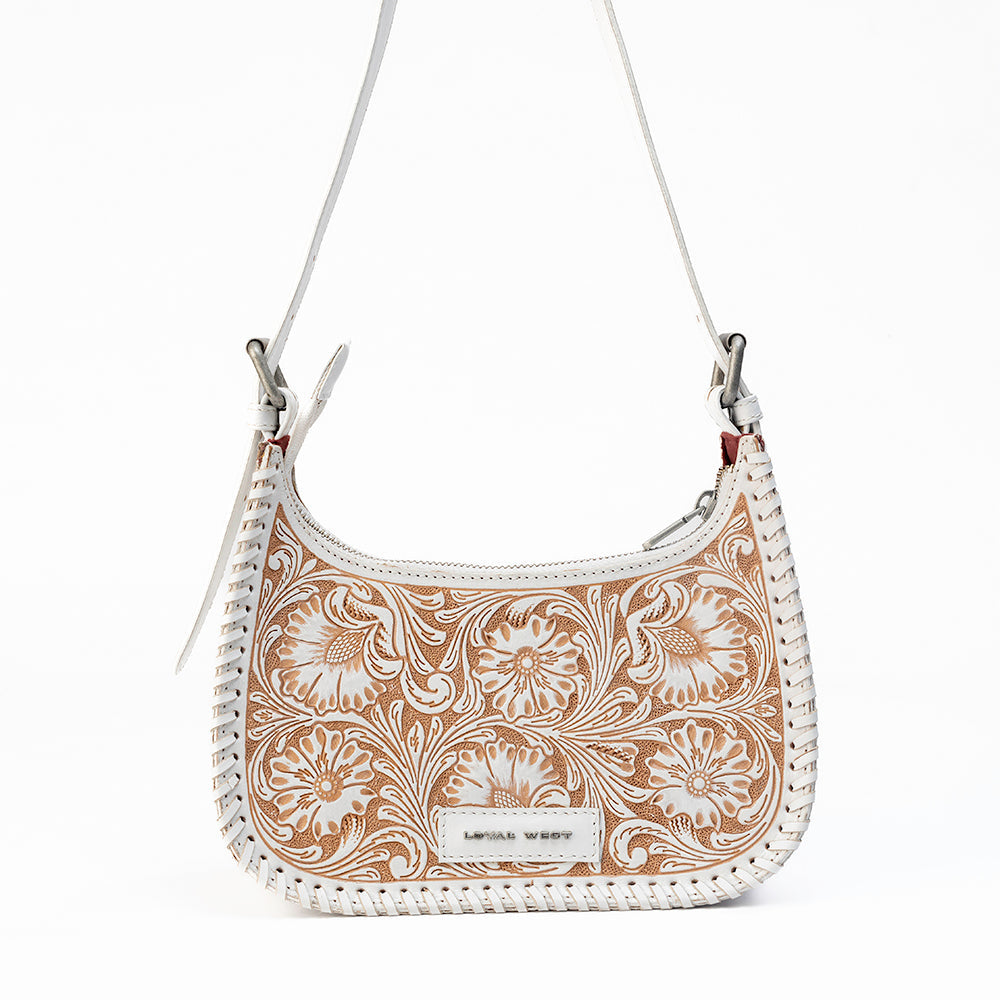 Loyal West DANNIA PORTE-MONNAIE MOYEN - IVORY DUST CUIR REPOUSSÉ ET PEAU DE VEAU
