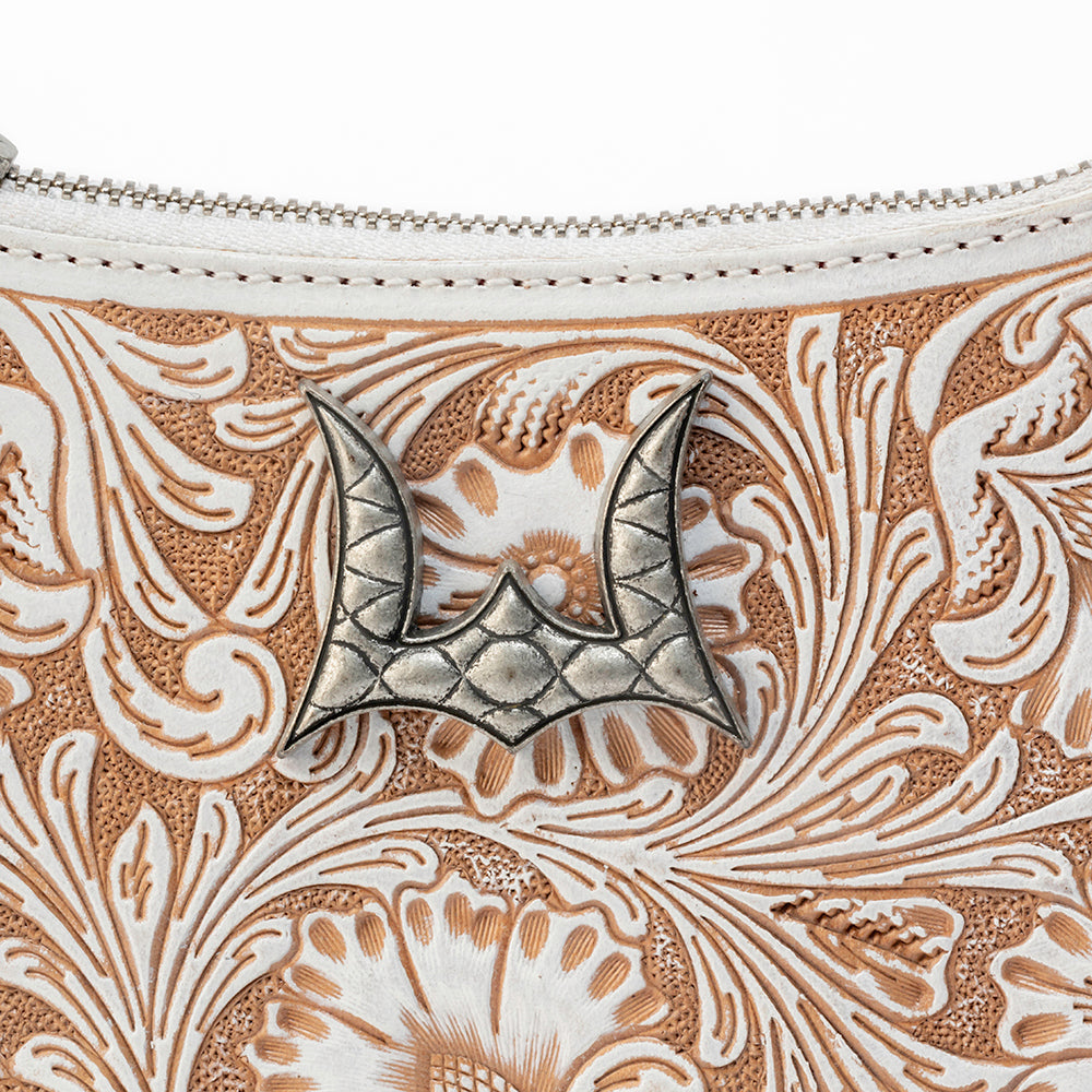 Loyal West DANNIA PORTE-MONNAIE MOYEN - IVORY DUST CUIR REPOUSSÉ ET PEAU DE VEAU