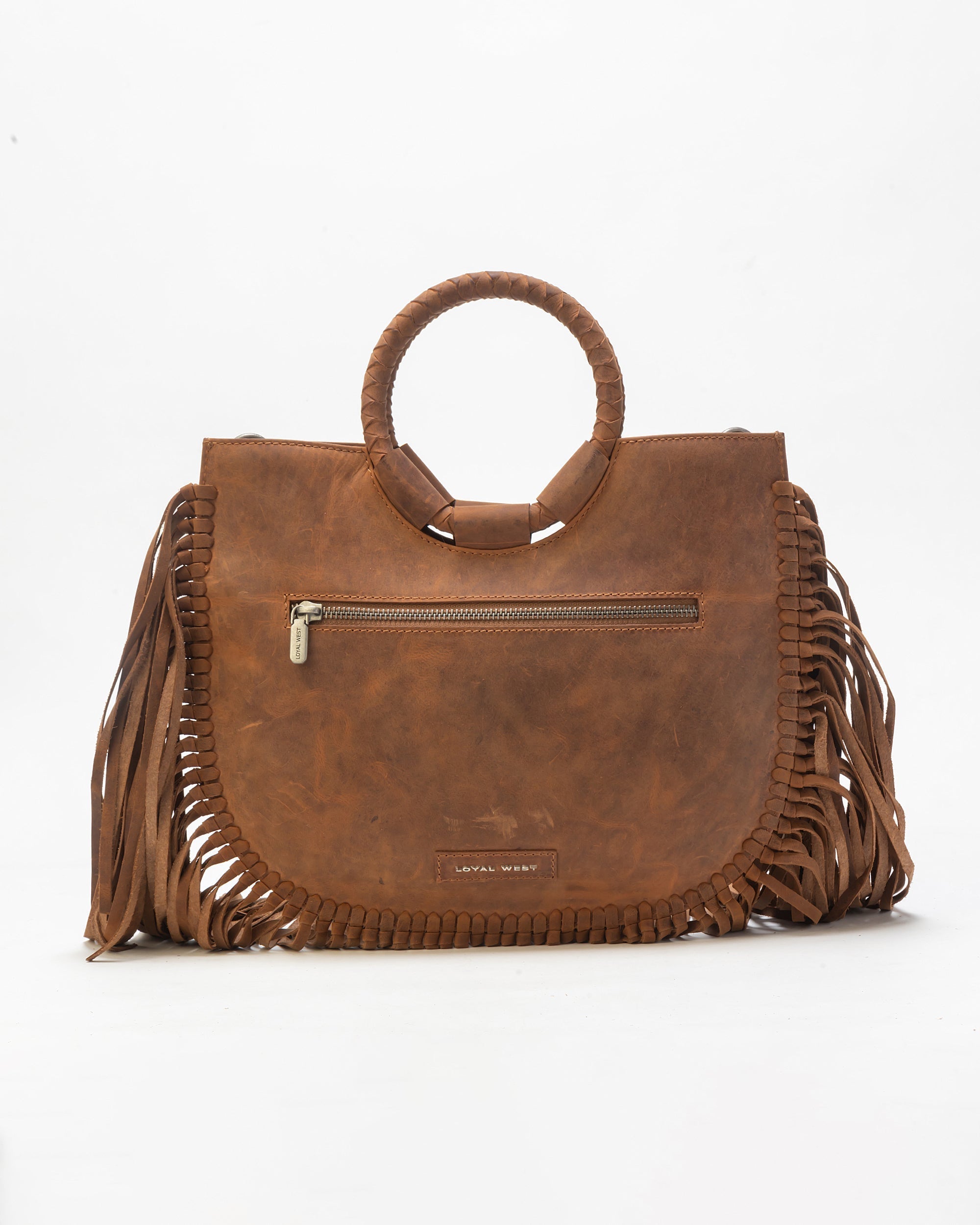 Sac à bandoulière Sedona à pompons couleur havane