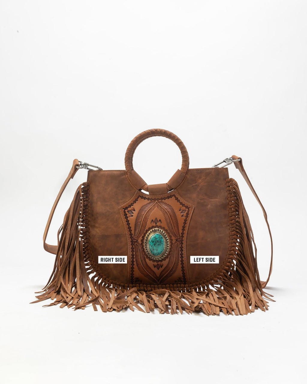 Sac à bandoulière Sedona à pompons couleur havane