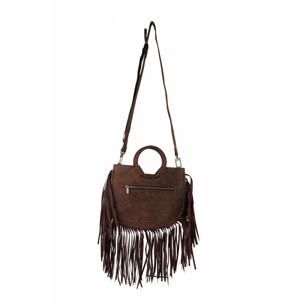 Sac Sedona à pompons - Cuir pleine fleur rubis huilé