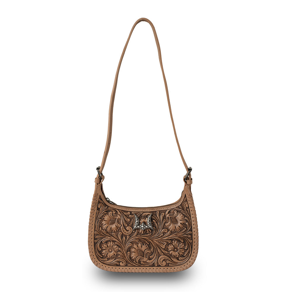 Grand sac à main Dannia repoussé - Marron selle