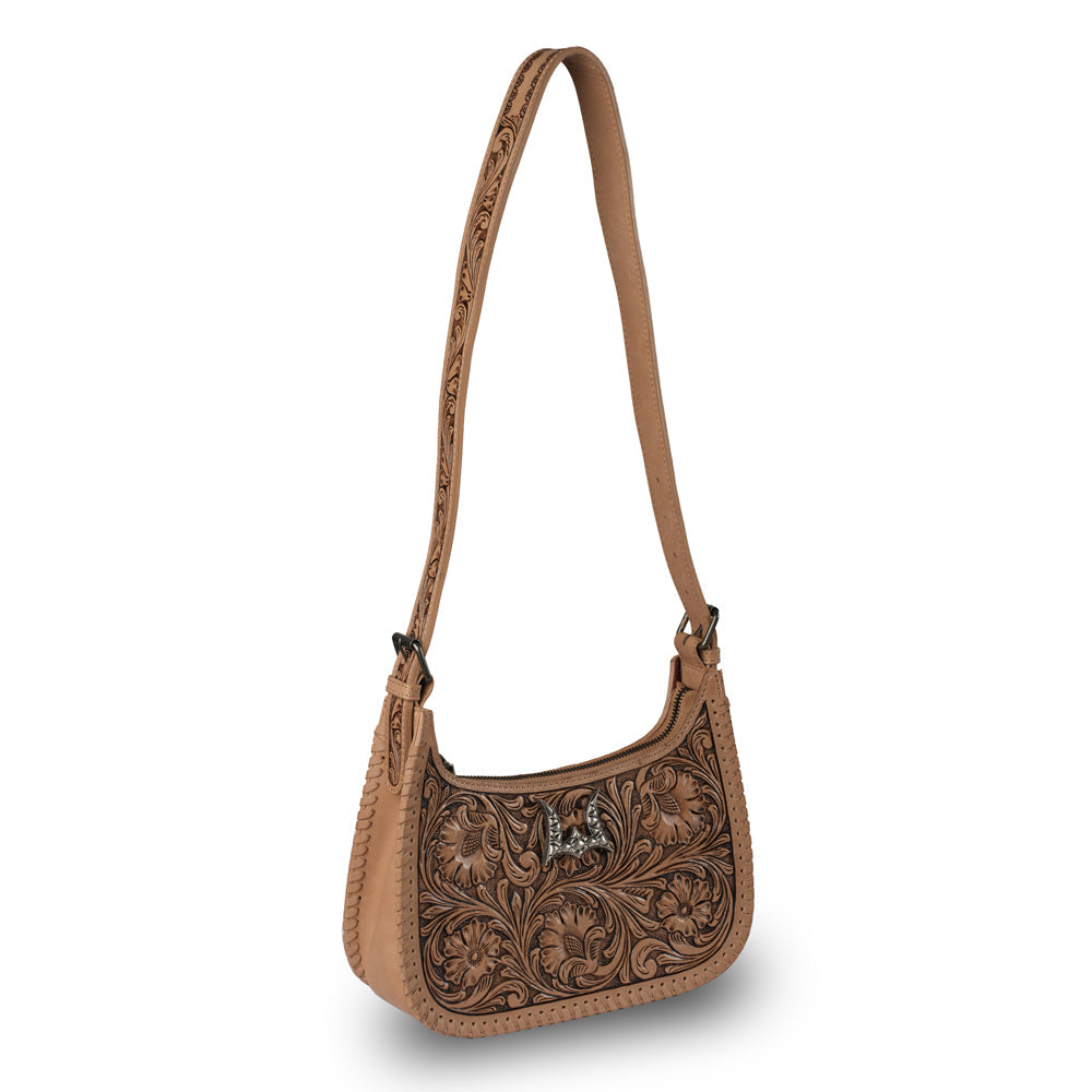 Grand sac à main Dannia repoussé - Marron selle