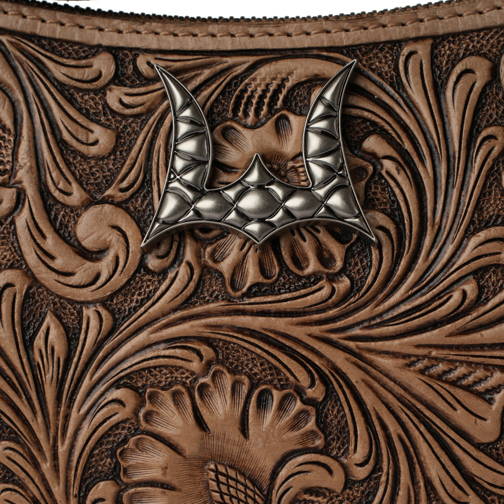 Grand sac à main Dannia repoussé - Marron selle