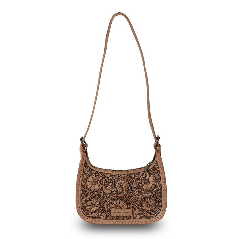 Grand sac à main Dannia repoussé - Marron selle