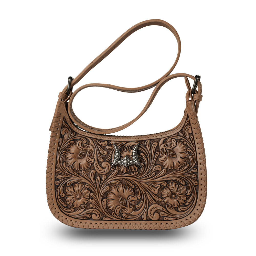 Grand sac à main Dannia repoussé - Marron selle