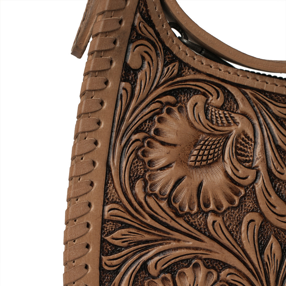 Grand sac à main Dannia repoussé - Marron selle