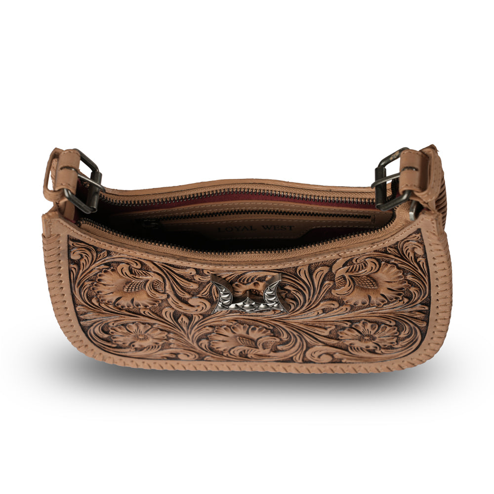 Grand sac à main Dannia repoussé - Marron selle