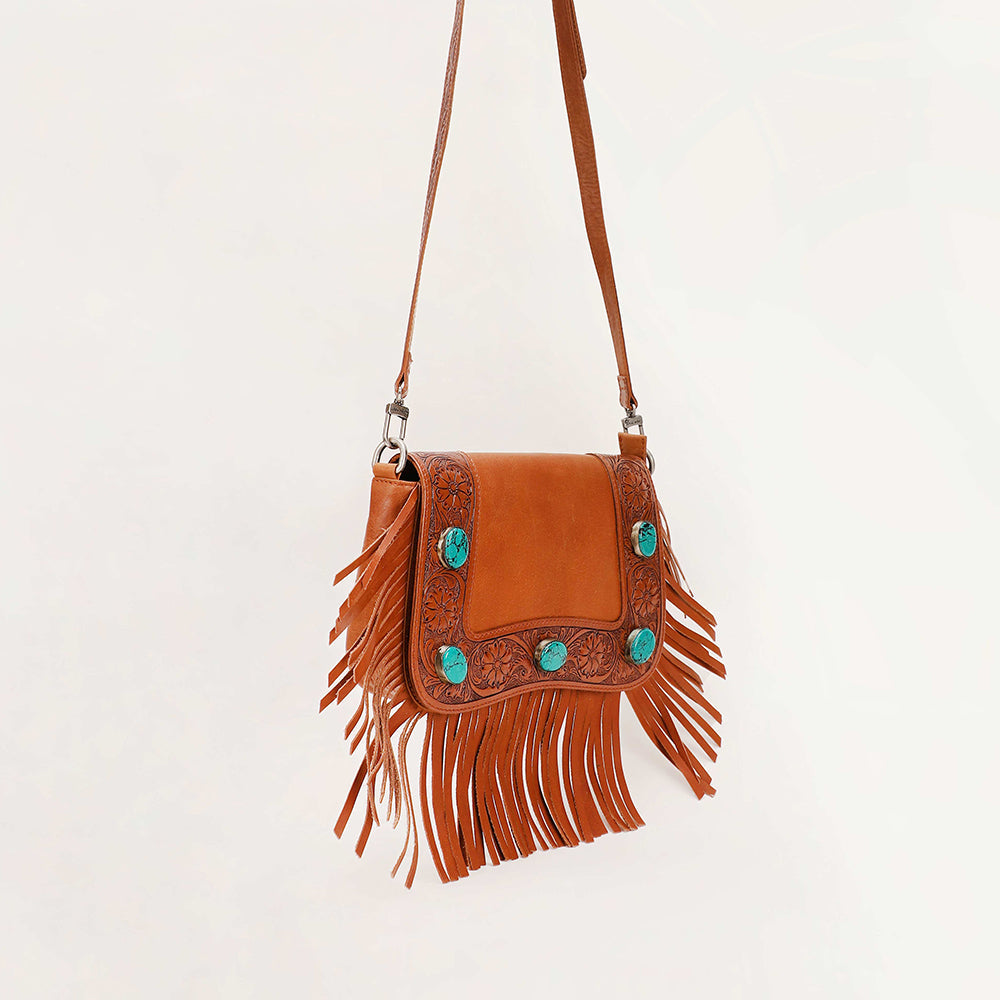 Sac à bandoulière Loyal West Boho moyen à pompon