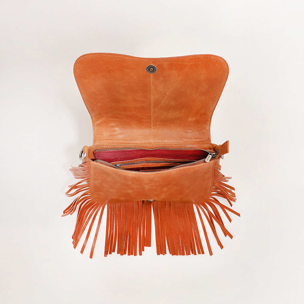 Sac à bandoulière Loyal West Boho moyen à pompon